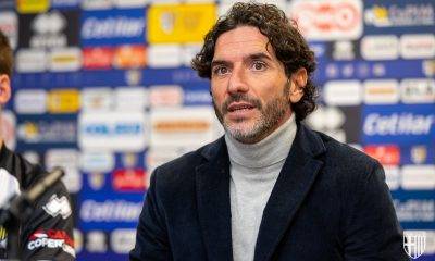 Alessandro Lucarelli vice ds Parma in conferenza stampa presentazione di Bani e Conti