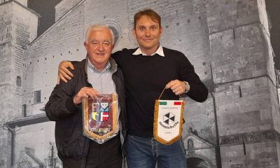 Vittorio Meli presidente Montebello e Gianluca Iemmi presidente Fidentina presentano la collaborazione per la Juniores Regionale 20212022 1 e1617533168697