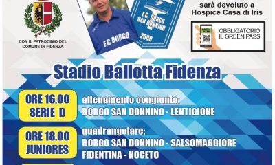 Locandina 4 settembre Borgo San Donnino amichevoli vs Lentigione Memorial Craviari presentazione 1 e1630667213926