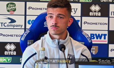 Il difensore del Parma Calcio Enrico Delprato in conferenza stampa 4 maggio 2023