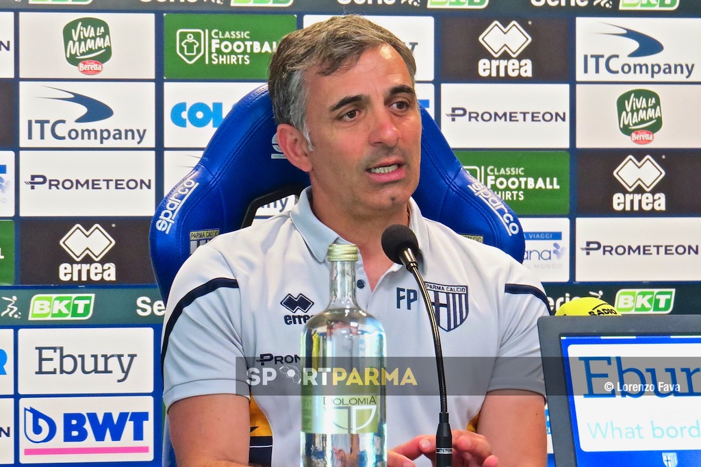il mister del Parma Calcio 1913 Fabio Pecchia in conferenza stampa 29 maggio 2023